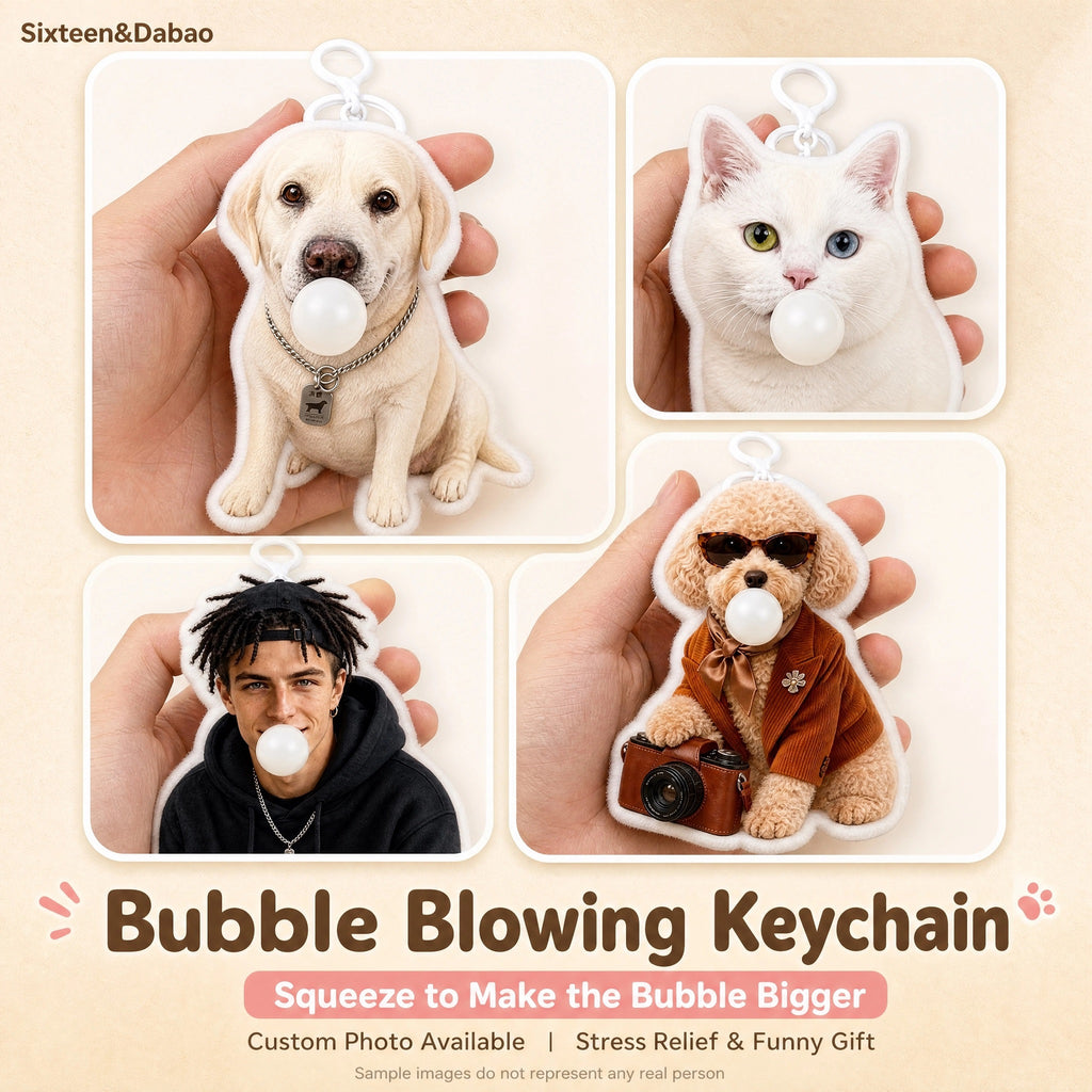 Custom Photo Bubble Squishy – Personalized Stress Relief Toy & Backpack Charm