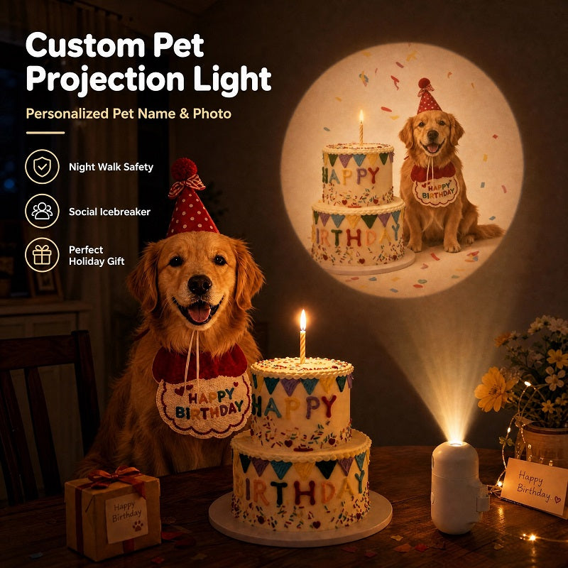Custom pet portrait collar projector light