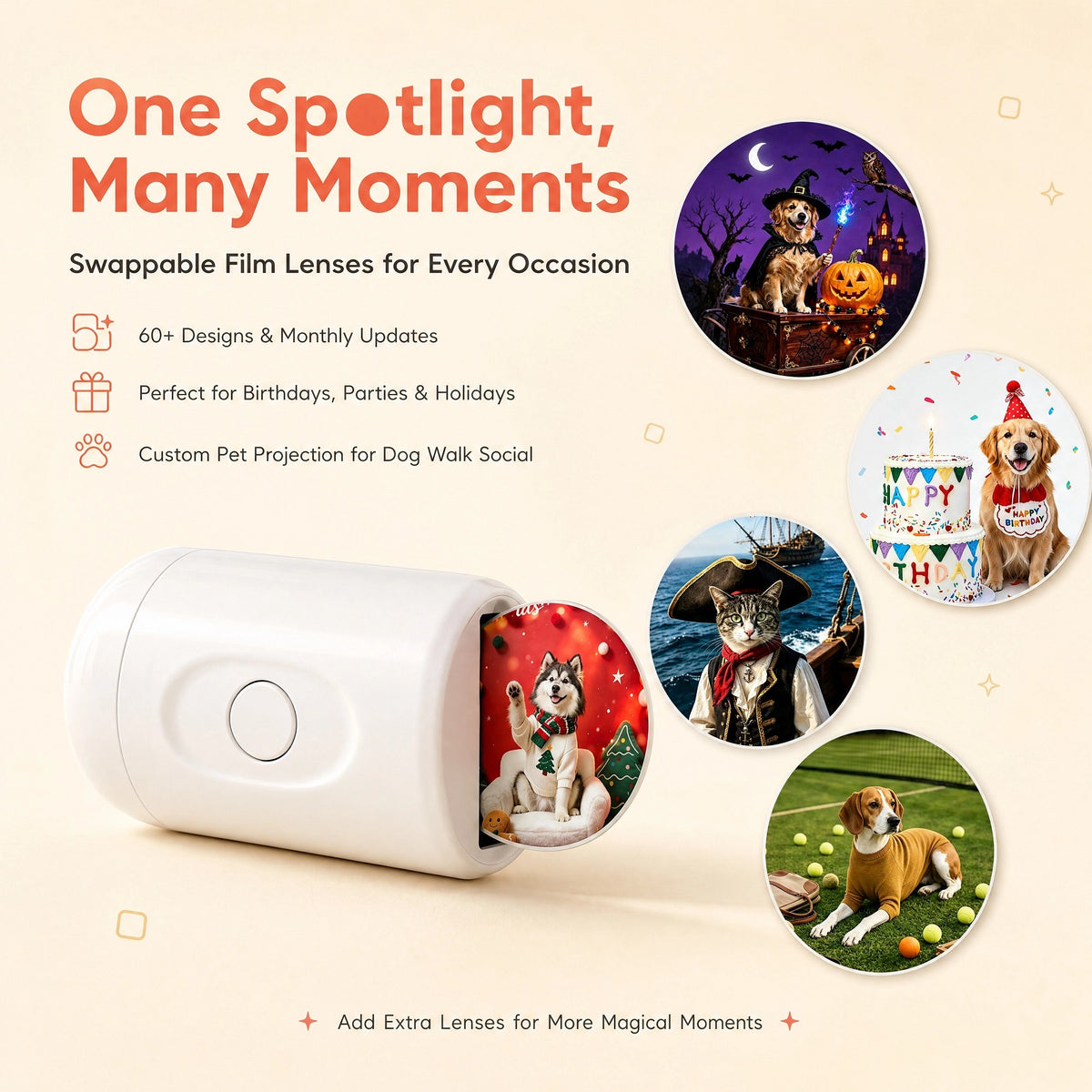Custom pet portrait collar projector light